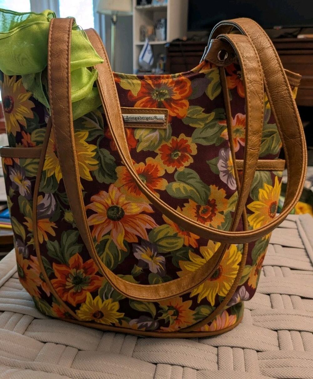 Longaberger Homestead Floral Purse Fall Daisies